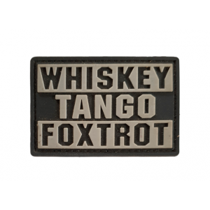 Нашивка PVC/ПВХ с велкро Whiskey. Tango. Foxtror Серый на чёрном